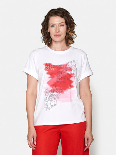 T-shirt - Rød/Hvid print