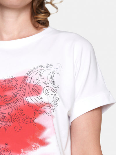 T-shirt - Rød/Hvid print