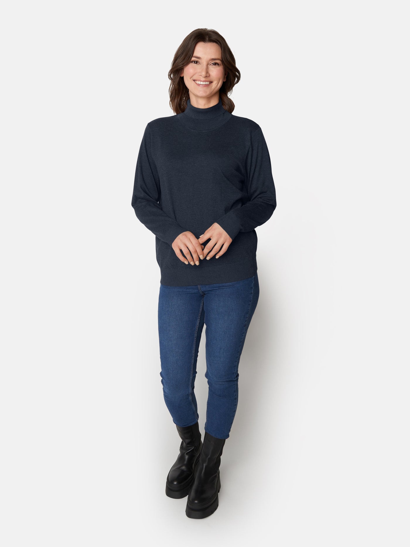 Pullover Med Rullekrave - Navy