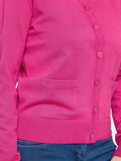 Cardigan med Lomme - Pink
