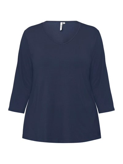 Basis T-shirt I A-facon Med 3/4 ærmer - Naval Blue