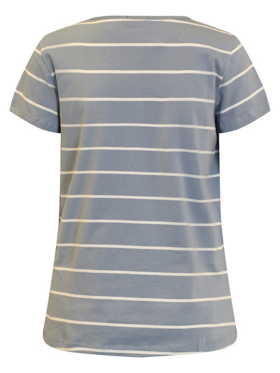Kortærmet T-shirt med Striber - Faded Blue Mix