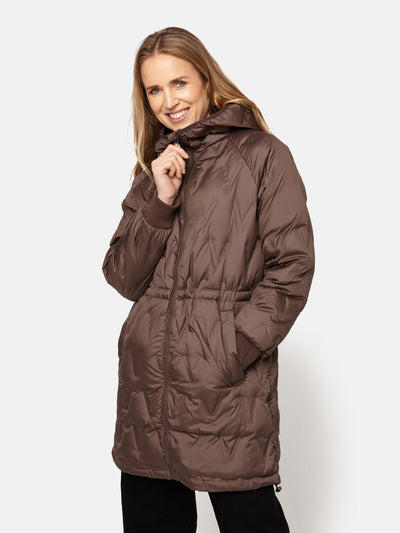 Frakke Med Dun - Chocolate Brown