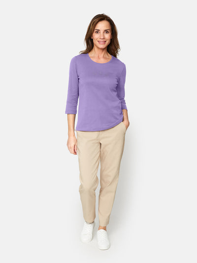 3/4 ærmet T-shirt - Light Purple