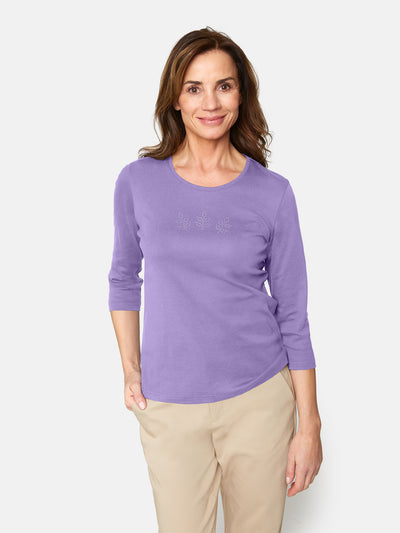 3/4 ærmet T-shirt - Light Purple