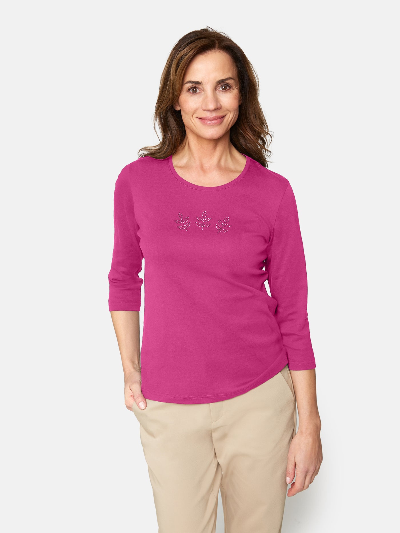 3/4 ærmet T-shirt - Rose Violet