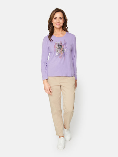 3/4 ærmet T-shirt - Light Purple