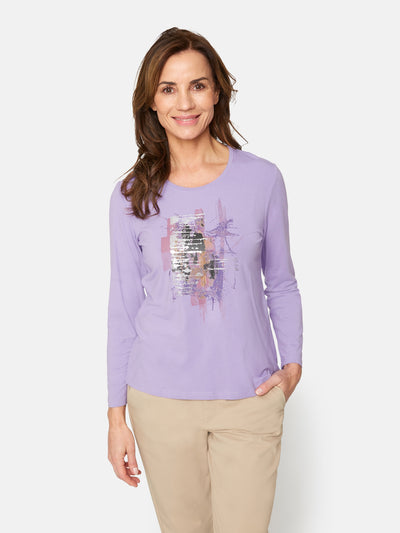 3/4 ærmet T-shirt - Light Purple
