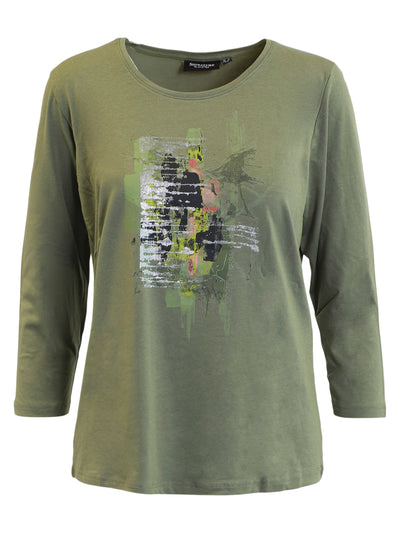 3/4 ærmet T-shirt - Light Olive