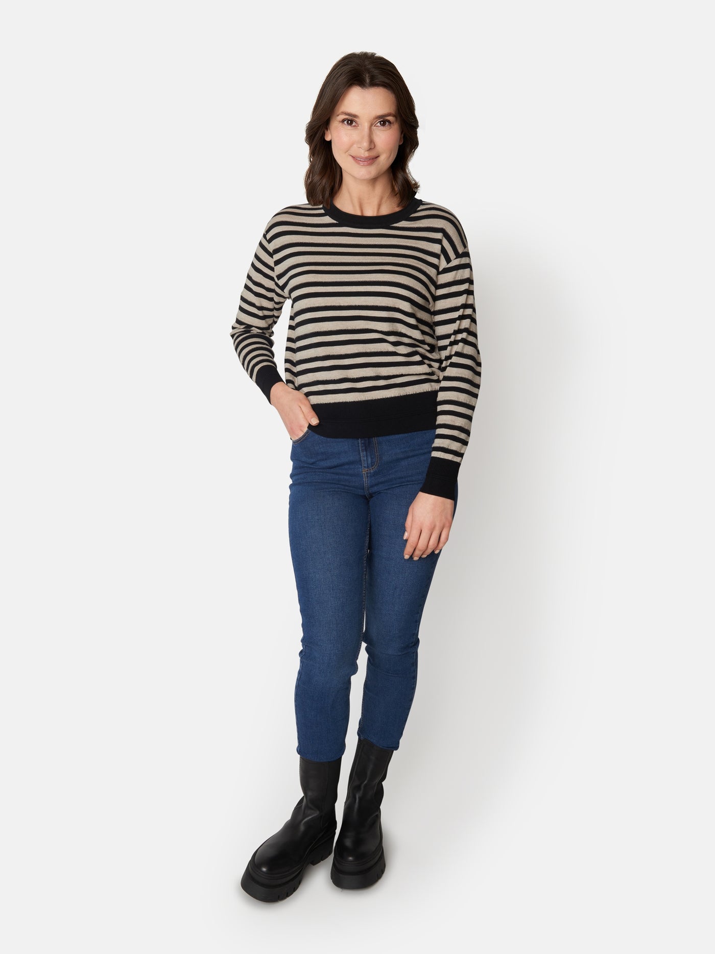 Pullover Med Striber - Black Multi Stripe