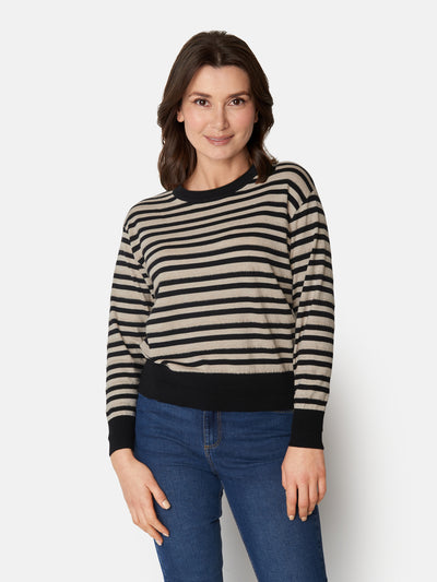 Pullover Med Striber - Black Multi Stripe