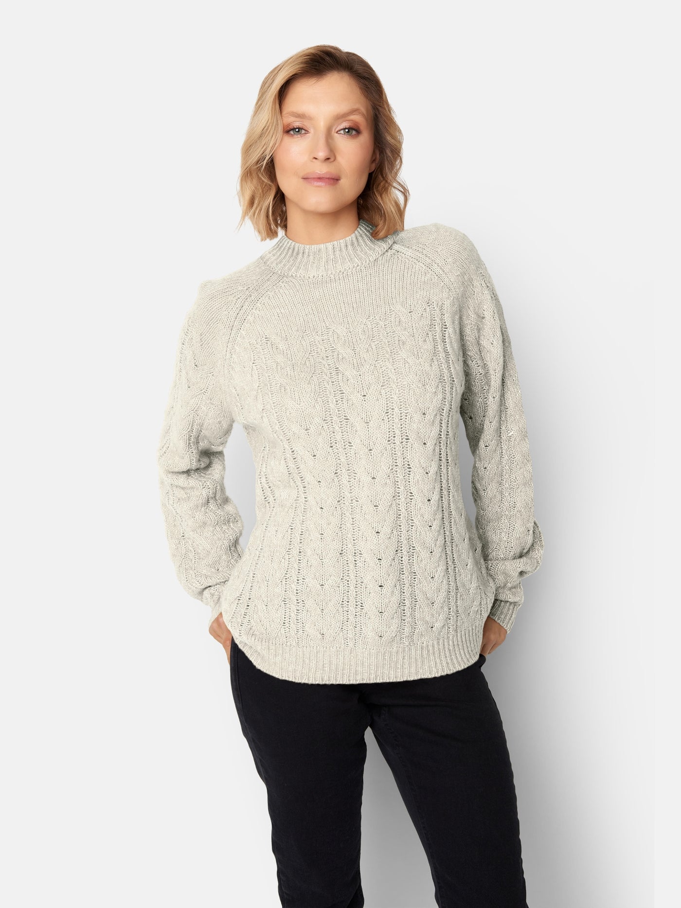 Pullover Kabelstrik - Turtledove