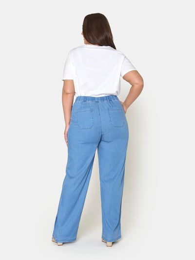 Bukser med elastik - lys blå