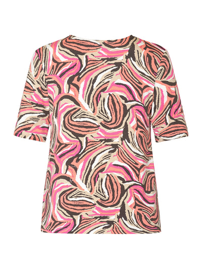 Mønstret T-shirt - Pink/Orange/Beige