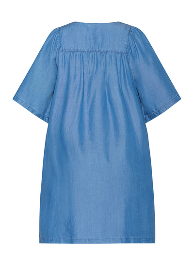 Tunika med lomme - Denim blå