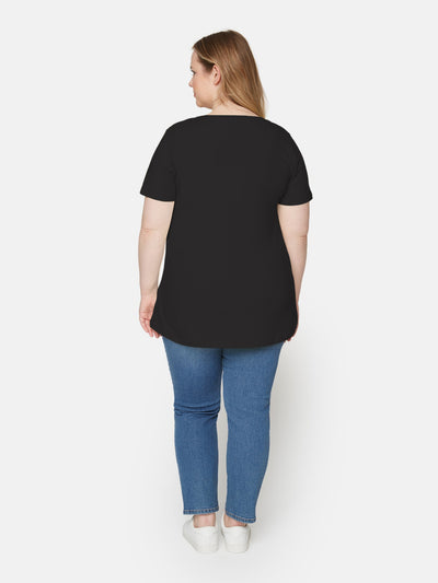 Basis T-shirt I A-facon Med Korte ærmer - Black