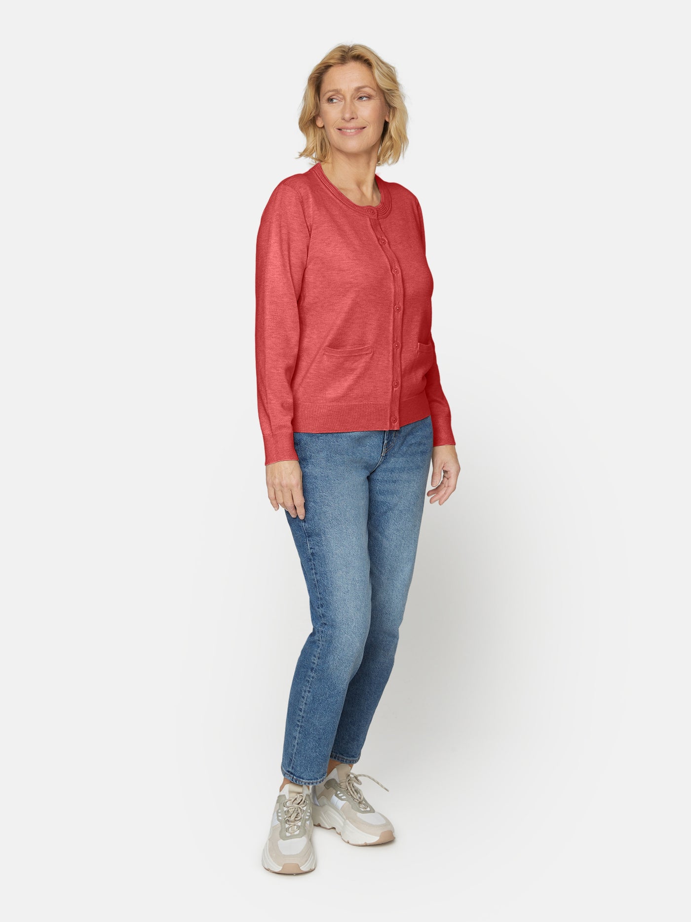 Cardigan Med Lomme - Coral