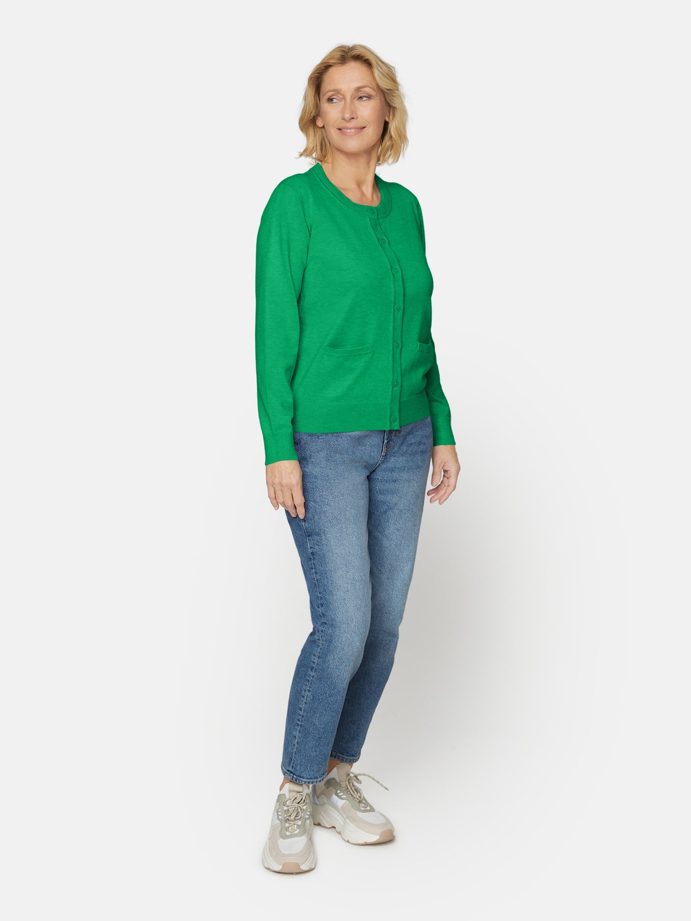 Cardigan Med Lomme - Bright Green