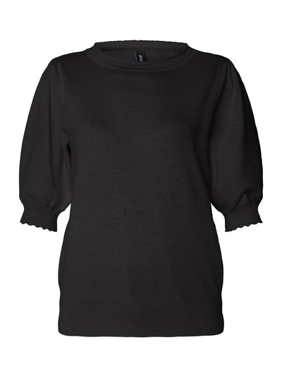 Strik m/korte ærmer - Black