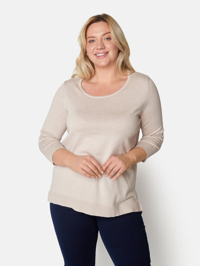 Pullover 3/4 ærmer - Light Sand Melange