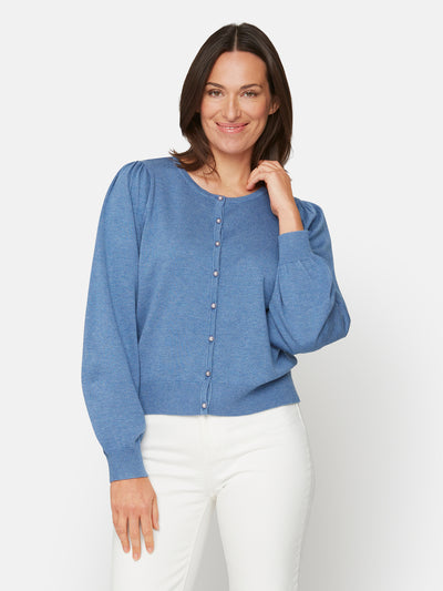 Cardigan O-hals - Captain´s Blue Melange