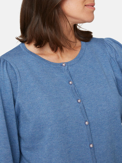 Cardigan O-hals - Captain´s Blue Melange