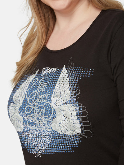 T-shirt 3/4 ærmer - Black