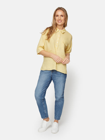Skjorte i hør - Straw Yellow