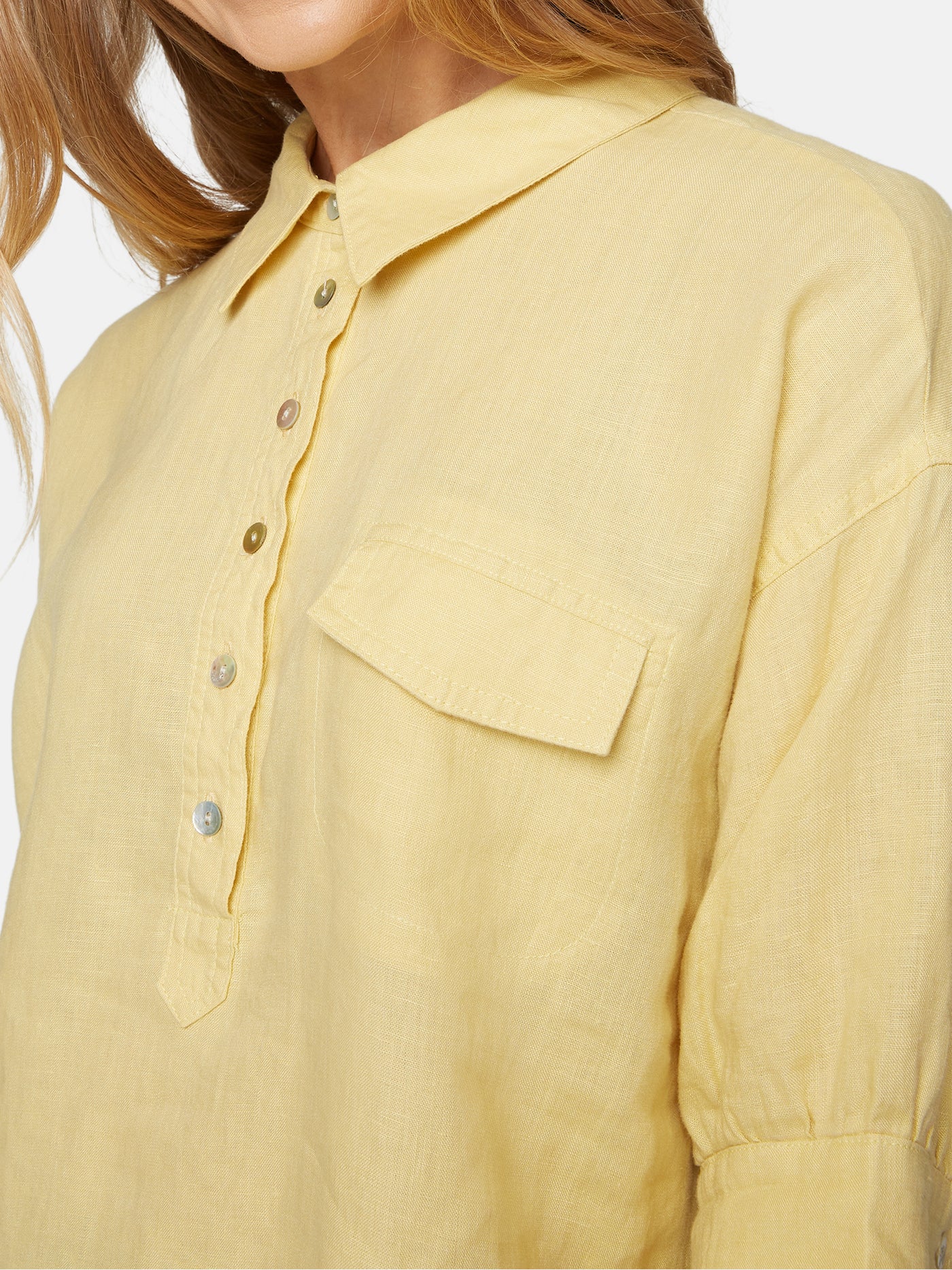 Skjorte i hør - Straw Yellow