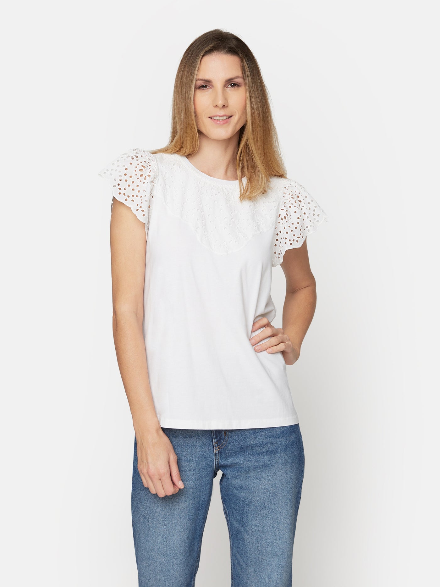 Jersey Broderi Anglaise - White