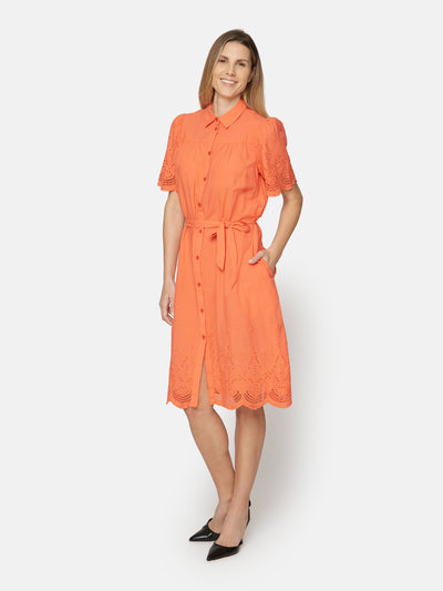 Kjole Med Broderi Anglaise - Living Coral