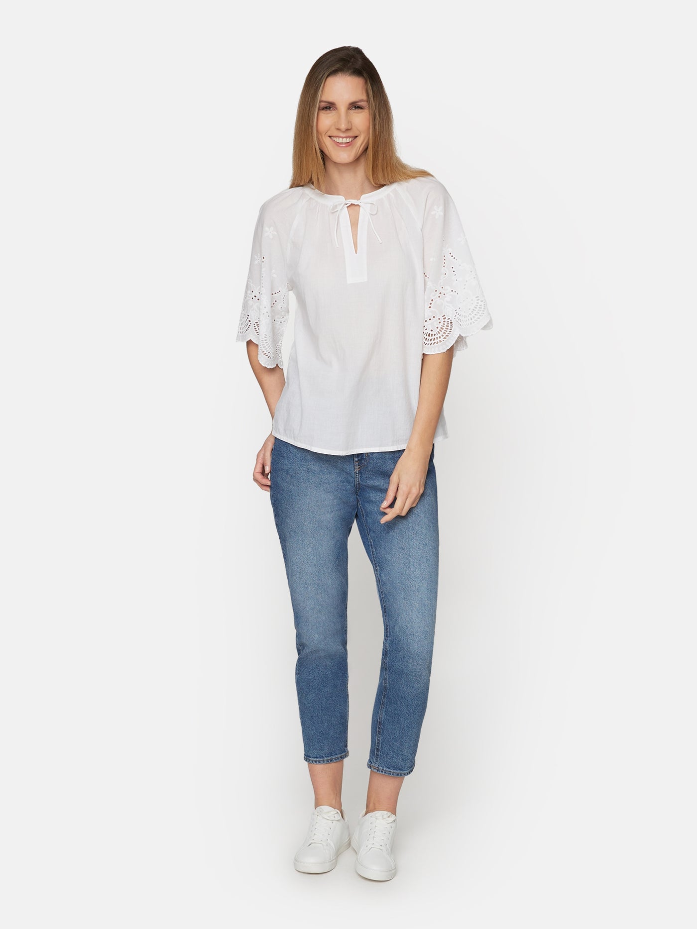 Bluse Med Broderi Anglaise - White
